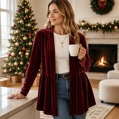 📢🎉50%Rabatt!!!🛍️✨Samt-Cardigan für Damen mit offener Vorderseite