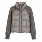 Damen Stehkragen Zopfmuster Patchwork Langarm Gepolstert Kurz Verdickt Warm Winter Baumwollmantel