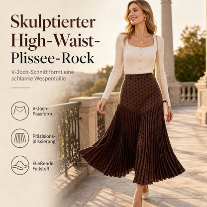 Plissierter Rock mit Tupfenmuster und hohem Bund für Damen