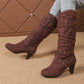 Damen-Stiefel aus Kunstwildleder, lässige Kniehochstiefel