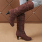 Damen-Stiefel aus Kunstwildleder, lässige Kniehochstiefel