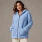 Lässige Plüsch-Kapuzenjacke für Damen