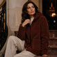 Lässige Plüsch-Kapuzenjacke für Damen