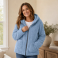Lässige Plüsch-Kapuzenjacke für Damen