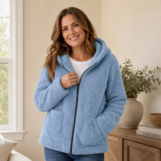💎✨ Bestseller – Lässige Plüsch-Kapuzenjacke für Damen