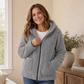 Lässige Plüsch-Kapuzenjacke für Damen