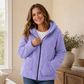 Lässige Plüsch-Kapuzenjacke für Damen