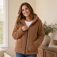 Lässige Plüsch-Kapuzenjacke für Damen