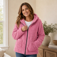 Lässige Plüsch-Kapuzenjacke für Damen