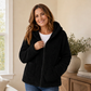 Lässige Plüsch-Kapuzenjacke für Damen