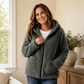 Lässige Plüsch-Kapuzenjacke für Damen