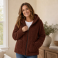 Lässige Plüsch-Kapuzenjacke für Damen