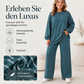 Gestreifter Pullover und Weithosen für Damen, 2-teiliges Set