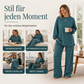 Gestreifter Pullover und Weithosen für Damen, 2-teiliges Set