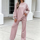 Gestreifter Pullover und Weithosen für Damen, 2-teiliges Set