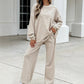Gestreifter Pullover und Weithosen für Damen, 2-teiliges Set