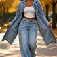 Schicke lange Jeansjacke für Damen