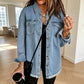 Jeansjacke für Damen mit ausgefranstem Saum und gewaschener Optik