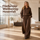 Lässiges, weich gestricktes zweiteiliges Lounge-Set für Damen mit Kapuzen-Reißverschluss-Sweatshirt und Weithosenbein-Hose
