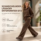Lässiges, weich gestricktes zweiteiliges Lounge-Set für Damen mit Kapuzen-Reißverschluss-Sweatshirt und Weithosenbein-Hose