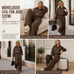 Lässiges, weich gestricktes zweiteiliges Lounge-Set für Damen mit Kapuzen-Reißverschluss-Sweatshirt und Weithosenbein-Hose