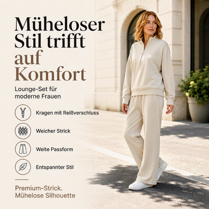 Damen-Set mit Halb-Reißverschluss-Sweatshirt und Weithosen