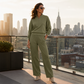 Damen-Set mit Halb-Reißverschluss-Sweatshirt und Weithosen
