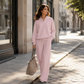 Damen-Set mit Halb-Reißverschluss-Sweatshirt und Weithosen