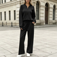 Damen-Set mit Halb-Reißverschluss-Sweatshirt und Weithosen
