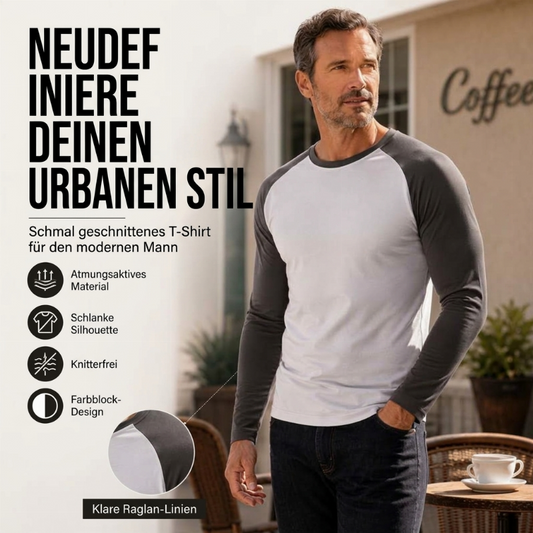 Langarm-Raglan-T-Shirt im Color-Block-Design für Herren