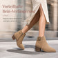 Damen-Wildleder-Marti nstiefel mit schräger Schnalle, klobigem Mittelfußabsatz und Seitenreißverschluss, Stiefeletten