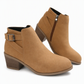 Damen-Wildleder-Marti nstiefel mit schräger Schnalle, klobigem Mittelfußabsatz und Seitenreißverschluss, Stiefeletten