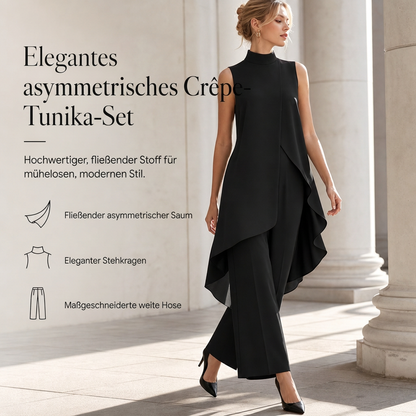 🍃 Lässig & feminin – Asymmetrisches Tunika-Oberteil und Weithosen-Set – Weicher Stoff, moderner Schnitt & vielseitig kombinierbar