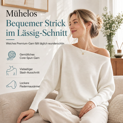 ✨ Feminin & lässig – Schulterfreies Rippstrick-Oberteil – Weicher Stoff, lockere Passform & vielseitig kombinierbar