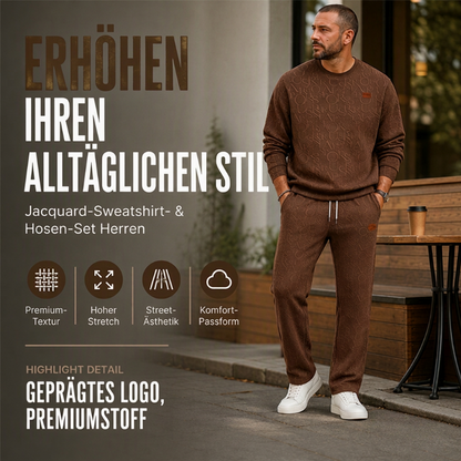 📢📢50%Rabatt!!!🎉✨Herren-Jacquard-Sweatshirt mit Buchstabenmuster & Jogginghose mit Kordelzug Set