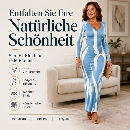 Bedrucktes langärmeliges Bodycon-Maxikleid für Damen