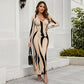 Bedrucktes langärmeliges Bodycon-Maxikleid für Damen