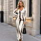 Bedrucktes langärmeliges Bodycon-Maxikleid für Damen