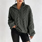 Warmer Damen-Sweatshirt mit Zopfmuster und Viertelreißverschluss