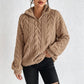 Warmer Damen-Sweatshirt mit Zopfmuster und Viertelreißverschluss