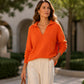 Damen-Strickpullover mit V-Ausschnitt und Reverskragen