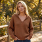 Damen-Strickpullover mit V-Ausschnitt und Reverskragen