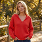 Damen-Strickpullover mit V-Ausschnitt und Reverskragen