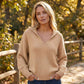 Damen-Strickpullover mit V-Ausschnitt und Reverskragen