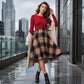 Elegantes Karo-Kleid mit Crop-Top-Set für Damen
