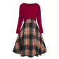 Elegantes Karo-Kleid mit Crop-Top-Set für Damen