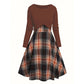 Elegantes Karo-Kleid mit Crop-Top-Set für Damen