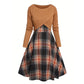Elegantes Karo-Kleid mit Crop-Top-Set für Damen