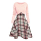 Elegantes Karo-Kleid mit Crop-Top-Set für Damen
