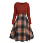 Elegantes Karo-Kleid mit Crop-Top-Set für Damen